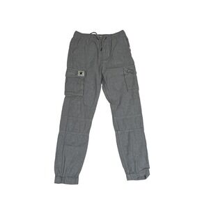 Quiksilver Jogger Pants Youth Medium Gray Cargo Elastic‎ Waist Pockets Stretch